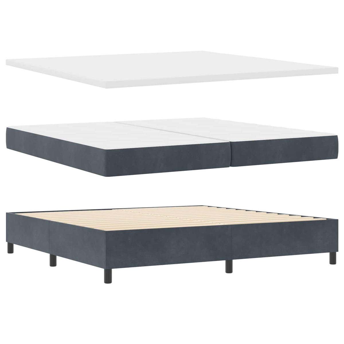 Boxspringbett mit Matratze Dunkelgrau 200 x 200 cm Samt