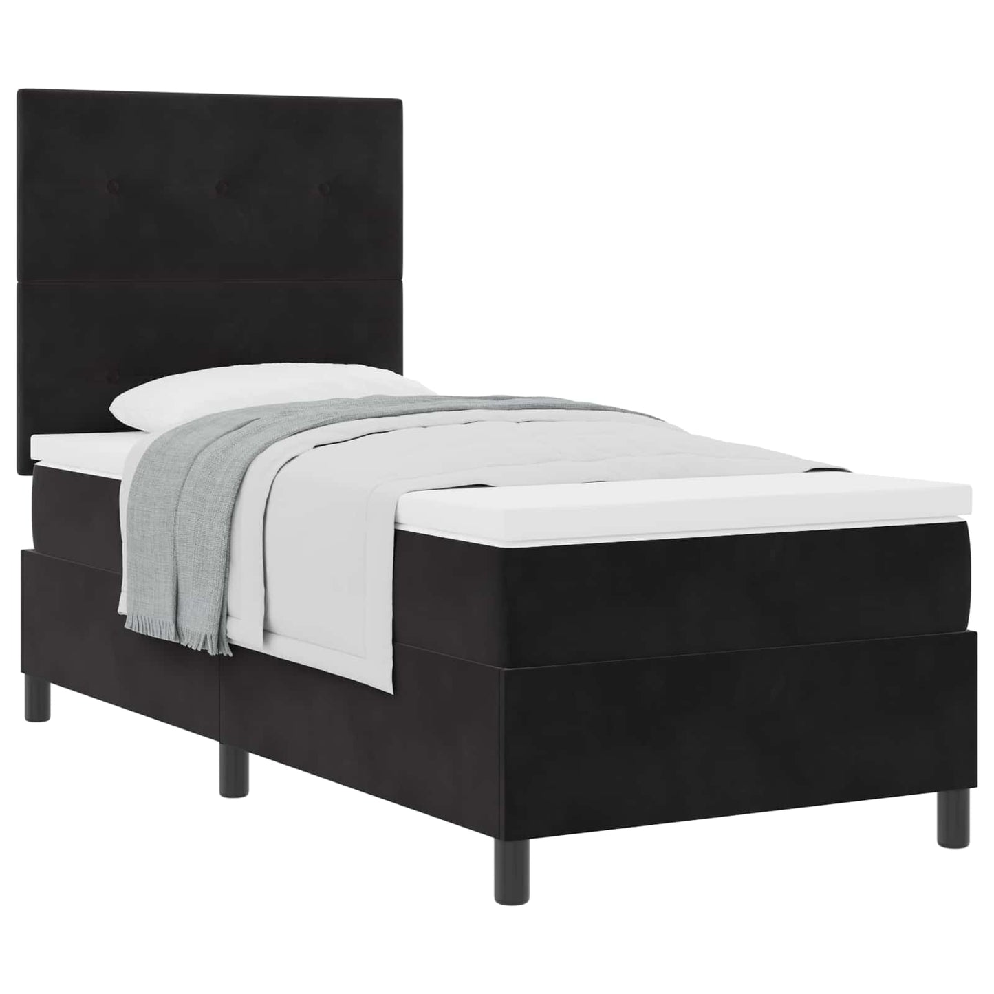 Boxspringbett mit Matratze Schwarz 90 x 190 cm Samt