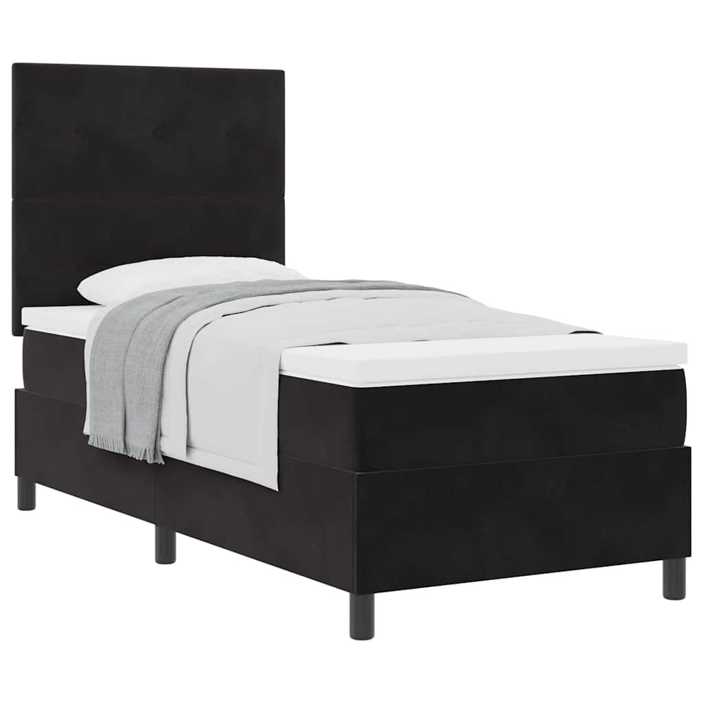 Boxspringbett mit Matratze Schwarz 90 x 190 cm Samt