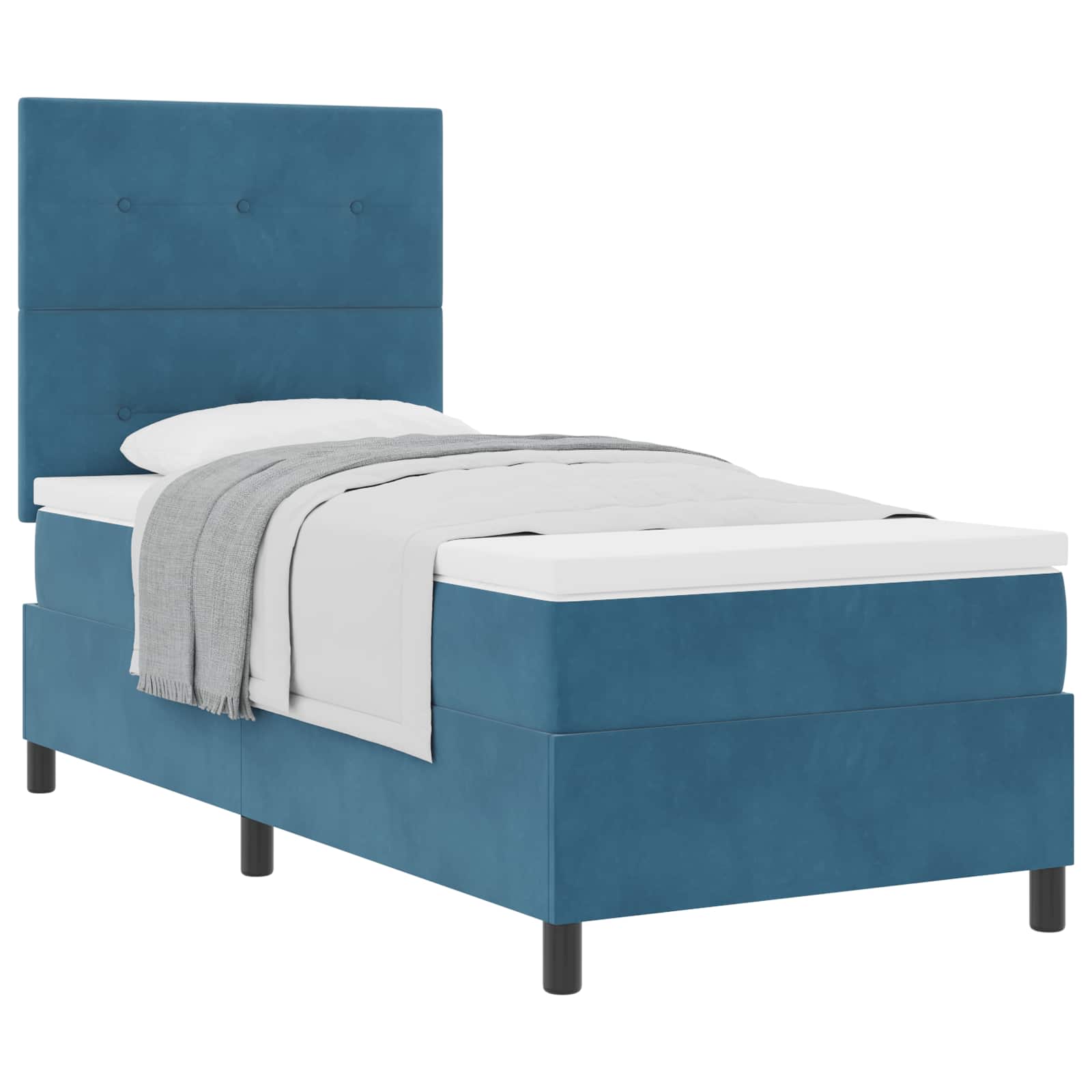 Boxspringbett mit Kopfteil Dunkelblau 90 x 200 cm Samt
