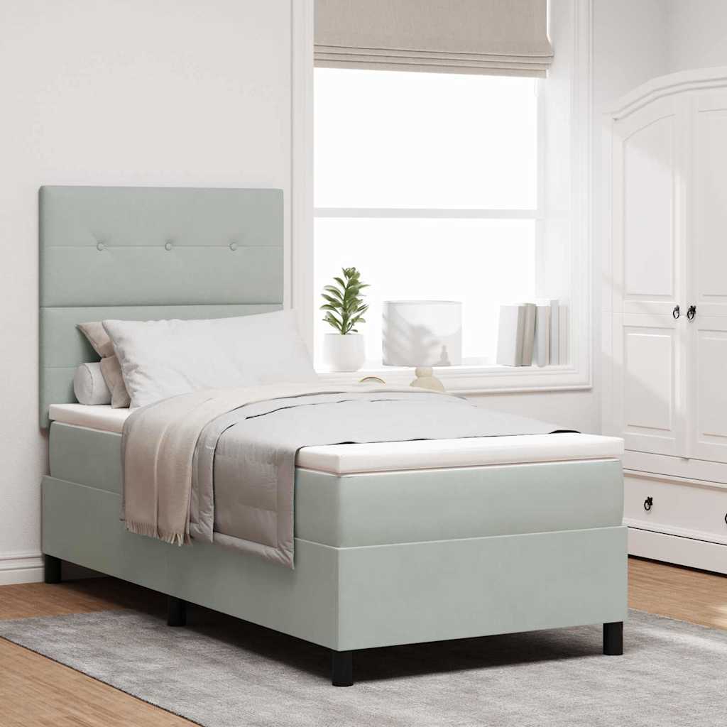 Boxspringbett mit Kopfteil Hellgrau 100 x 200 cm Samt