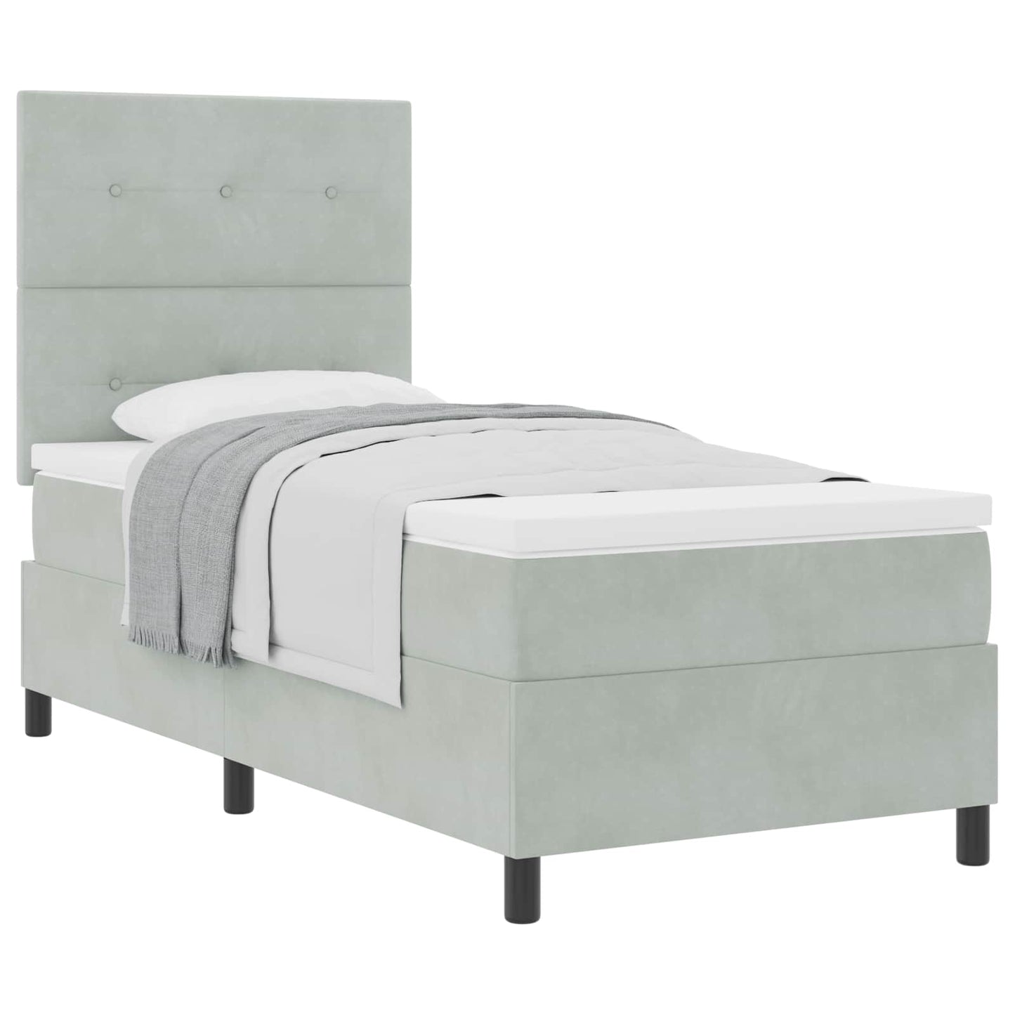 Boxspringbett mit Kopfteil Hellgrau 100 x 200 cm Samt