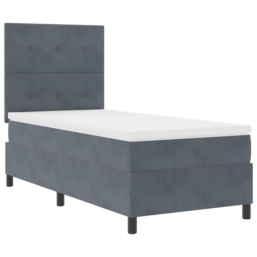 Boxspringbett mit Kopfteil Dunkelgrau 100 x 200 cm Samt