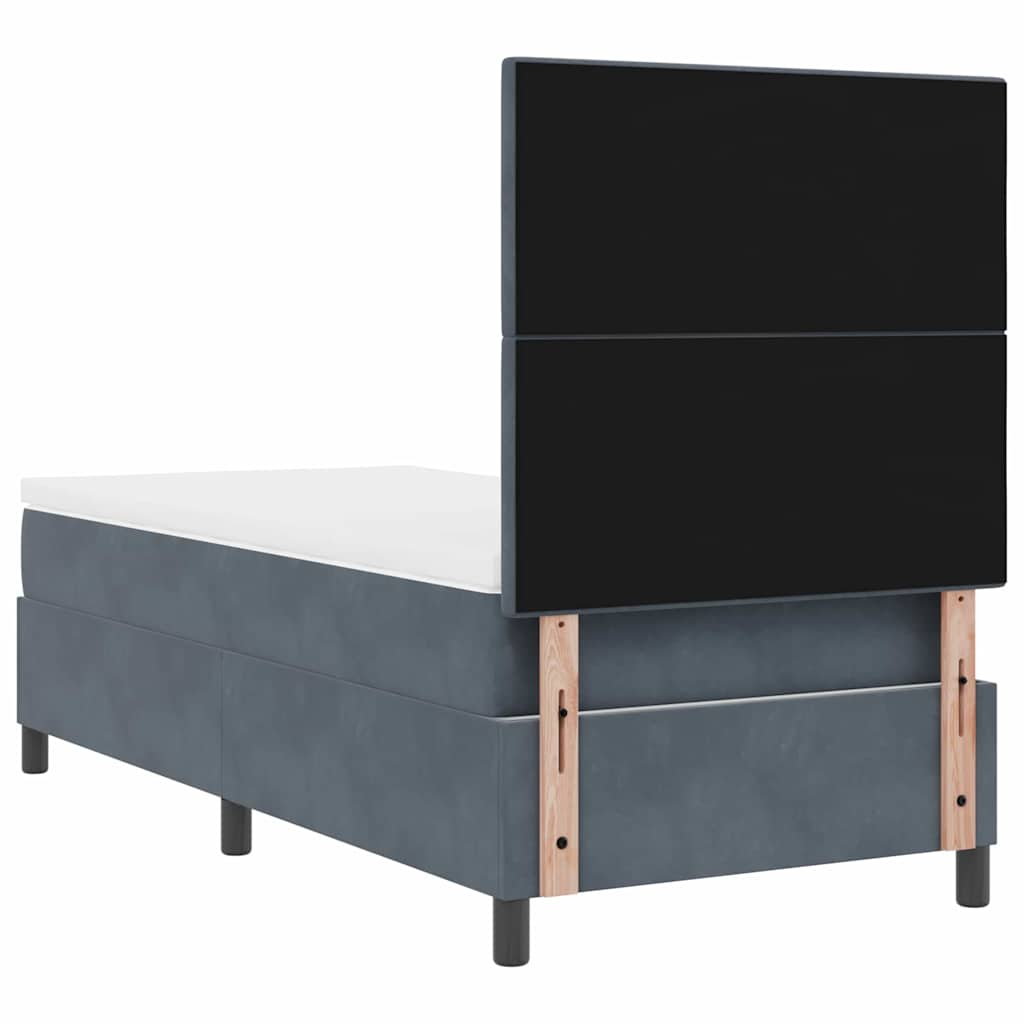 Boxspringbett mit Kopfteil Dunkelgrau 100 x 200 cm Samt