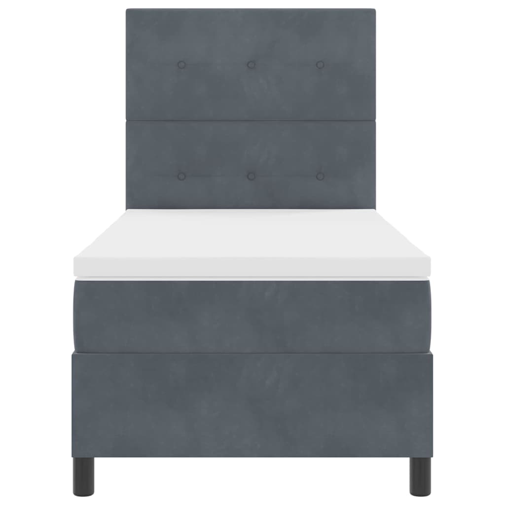 Boxspringbett mit Kopfteil Dunkelgrau 100 x 200 cm Samt