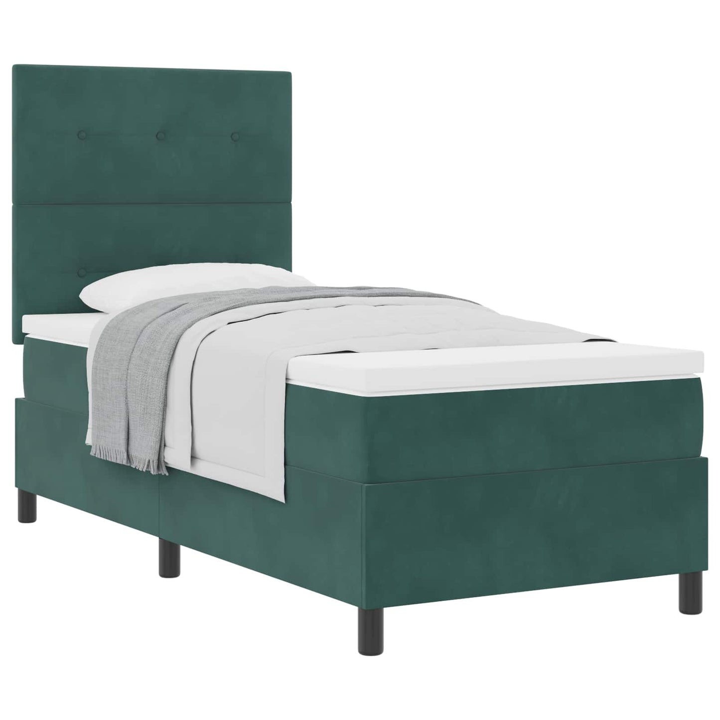 Boxspringbett mit Kopfteil Dunkelgrün 100 x 200 cm Samt