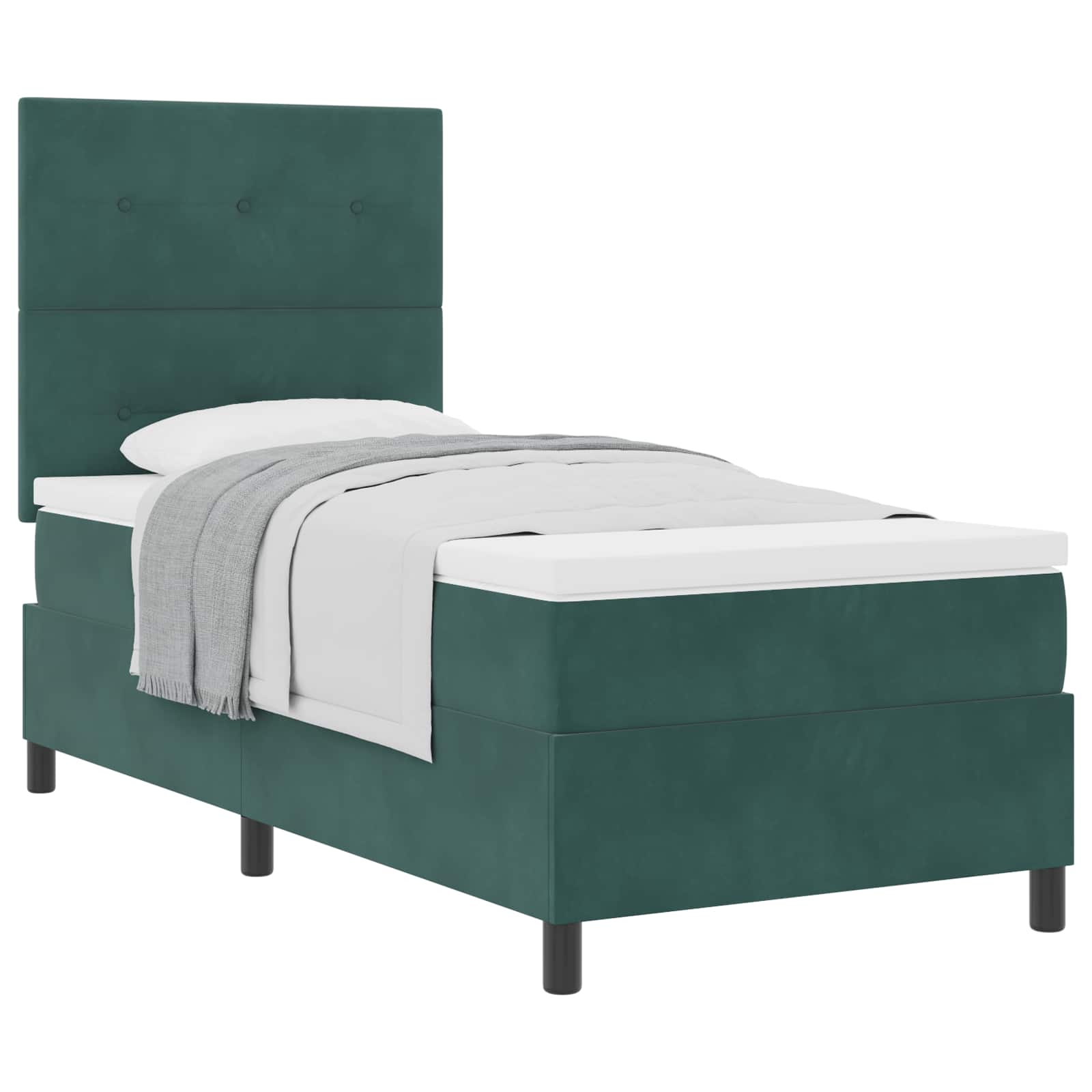 Boxspringbett mit Kopfteil Dunkelgrün 100 x 200 cm Samt