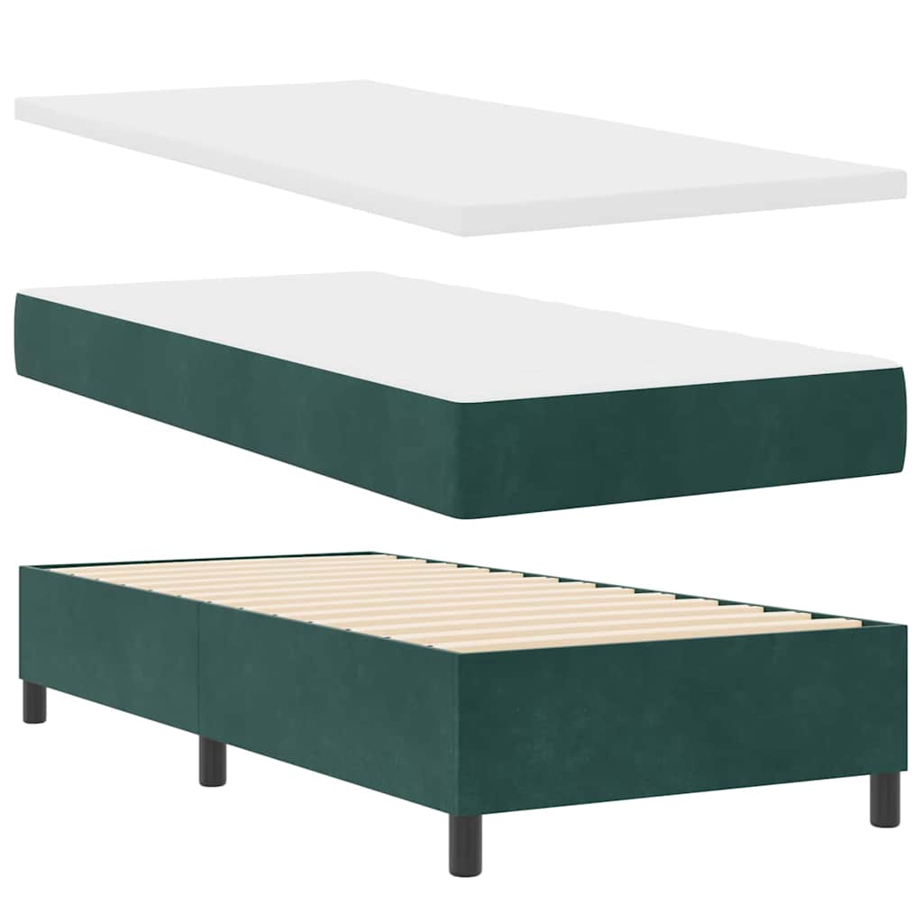 Boxspringbett mit Kopfteil Dunkelgrün 100 x 200 cm Samt