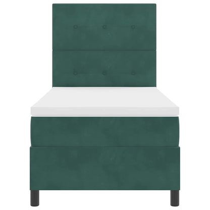 Boxspringbett mit Kopfteil Dunkelgrün 100 x 200 cm Samt