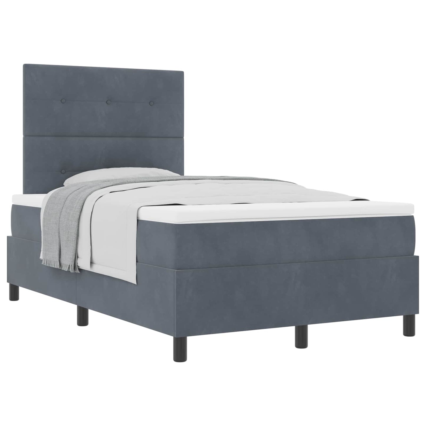 Boxspringbett mit Kopfteil Dunkelgrau 120 x 190 cm Samt