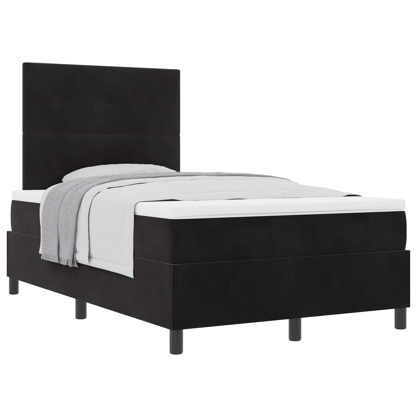 Boxspringbett mit Kopfteil Schwarz 120 x 190 cm Samt
