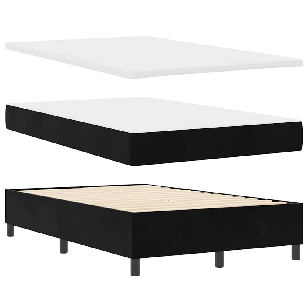 Boxspringbett mit Kopfteil Schwarz 120 x 190 cm Samt