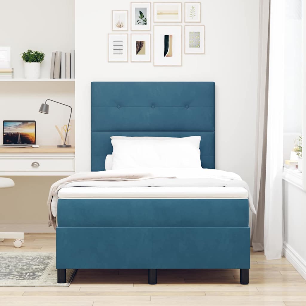 Boxspringbett mit Matratze Dunkelblau 120 x 190 cm Samt