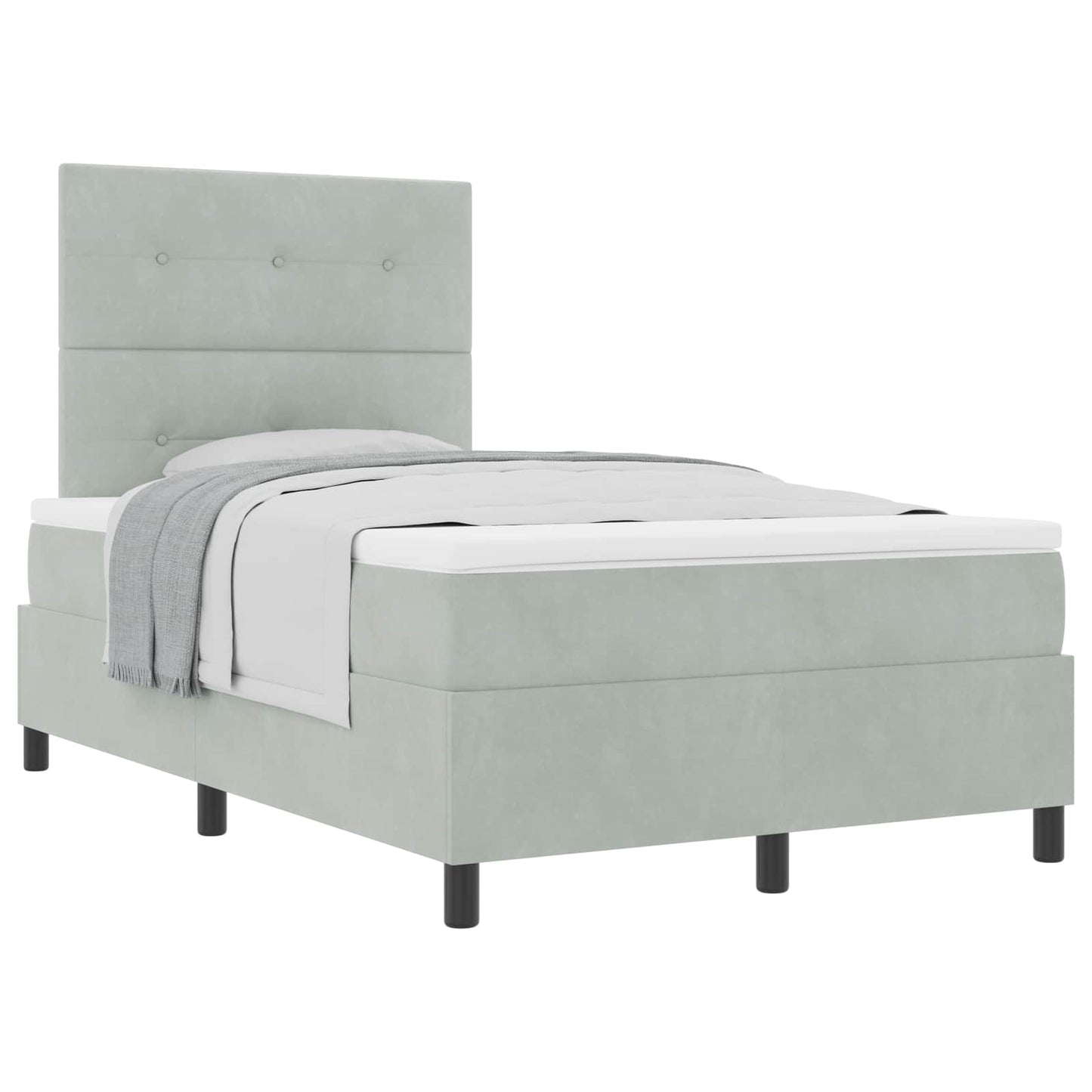 Boxspringbett mit Kopfteil Hellgrau 120 x 200 cm Samt