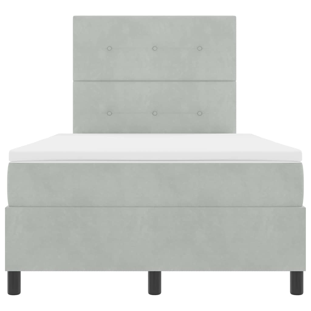 Boxspringbett mit Kopfteil Hellgrau 120 x 200 cm Samt