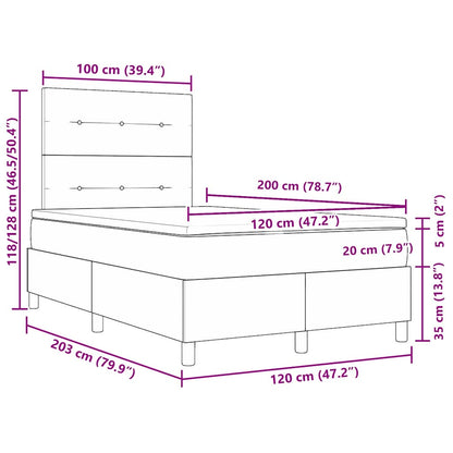 Boxspringbett mit Kopfteil Hellgrau 120 x 200 cm Samt