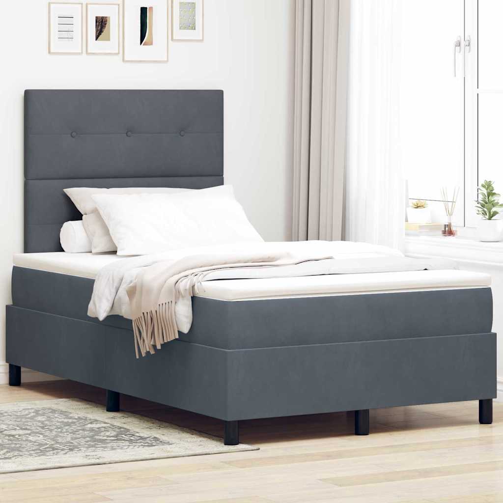 Boxspringbett mit Kopfteil Dunkelgrau 120 x 200 cm Samt