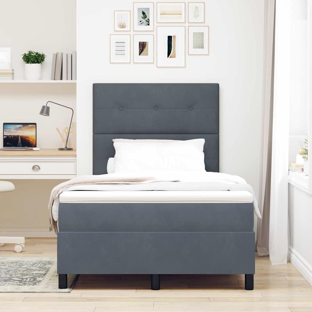 Boxspringbett mit Kopfteil Dunkelgrau 120 x 200 cm Samt