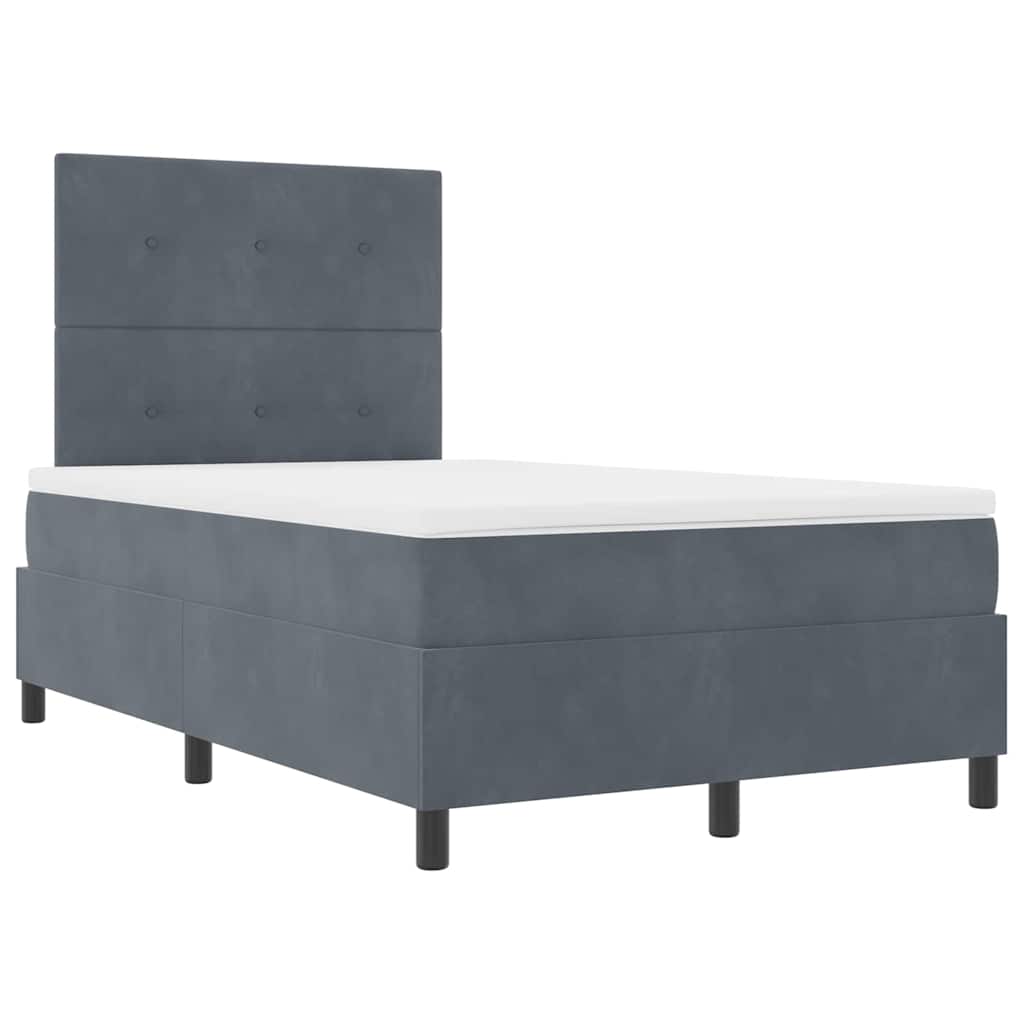 Boxspringbett mit Kopfteil Dunkelgrau 120 x 200 cm Samt