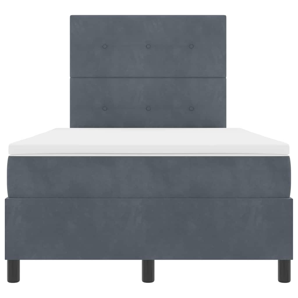 Boxspringbett mit Kopfteil Dunkelgrau 120 x 200 cm Samt