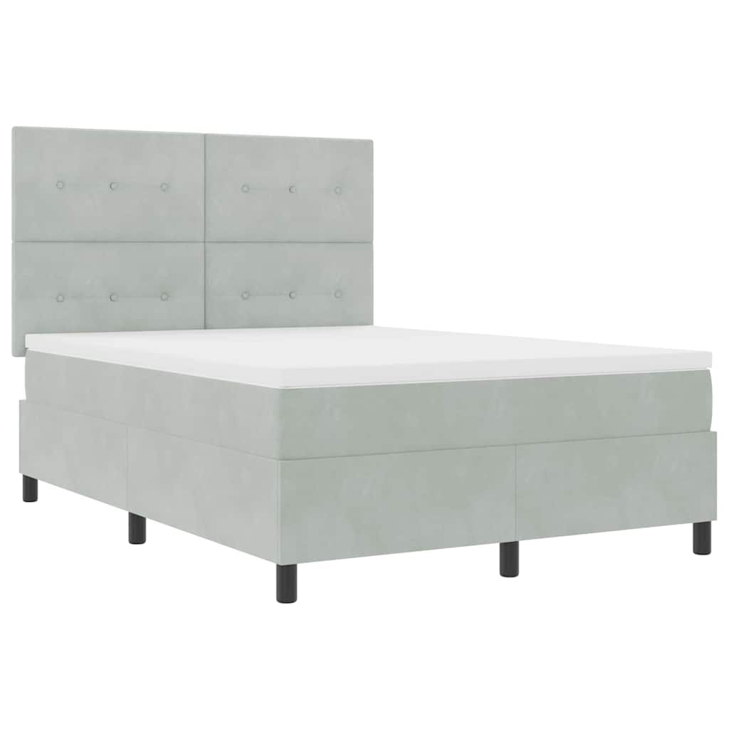 Boxspringbett mit Kopfteil Hellgrau 140 x 190 cm Samt