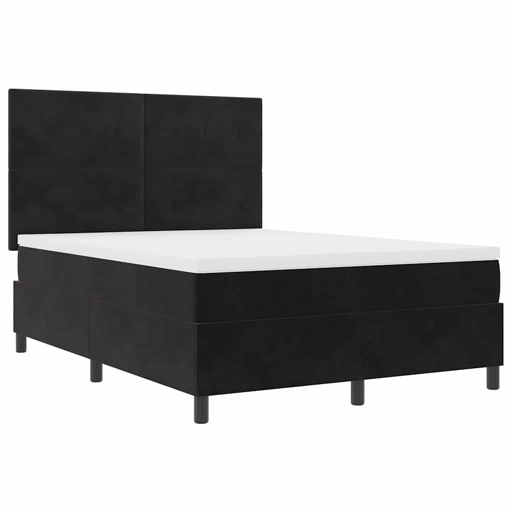 Boxspringbett mit Matratze Schwarz 140 x 190 cm Samt