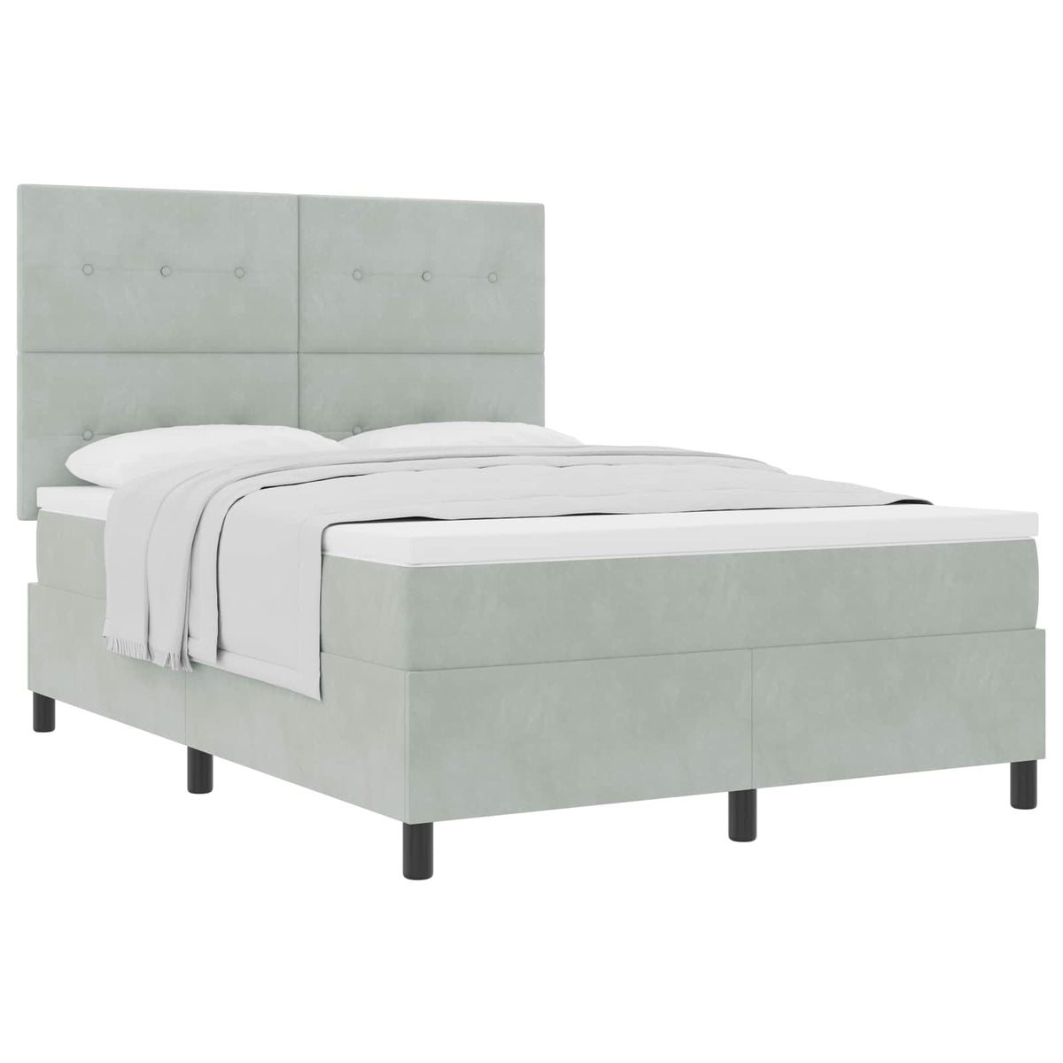 Boxspringbett mit Kopfteil Hellgrau 140 x 200 cm Samt