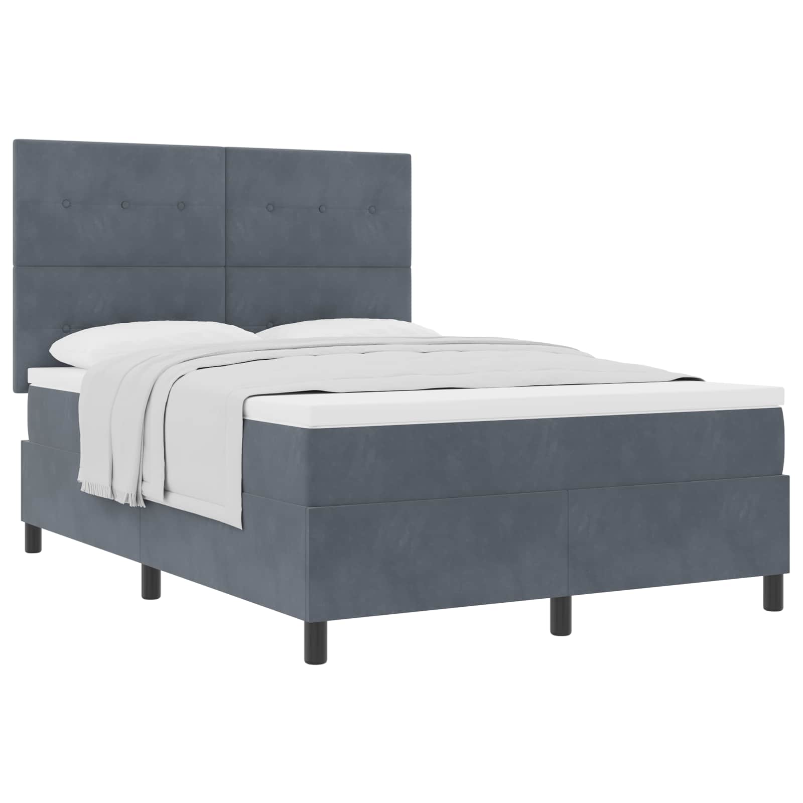 Boxspringbett mit Matratze Dunkelgrau 140 x 200 cm Samt