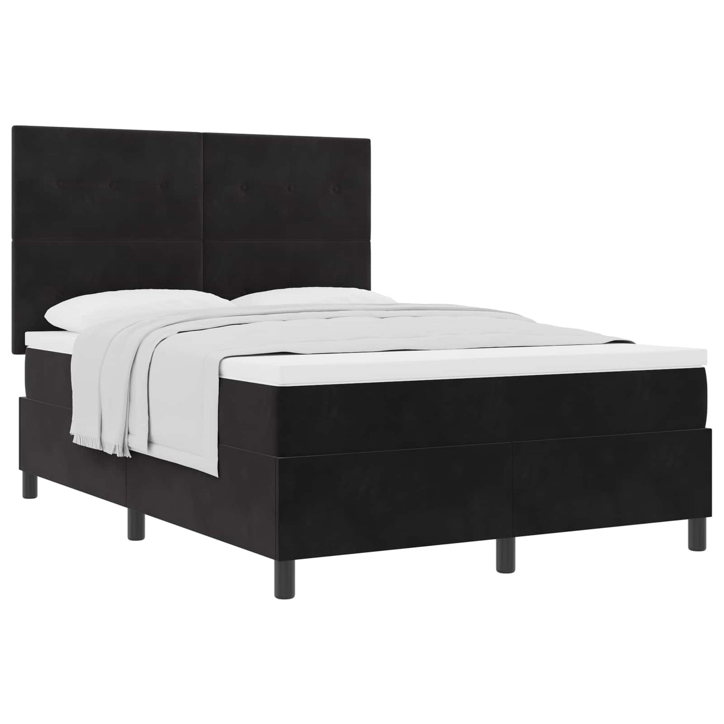 Boxspringbett mit Matratze Schwarz 140 x 200 cm Samt
