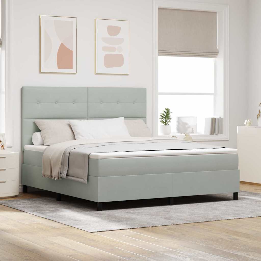 Boxspringbett mit Kopfteil Hellgrau 180 x 200 cm Samt