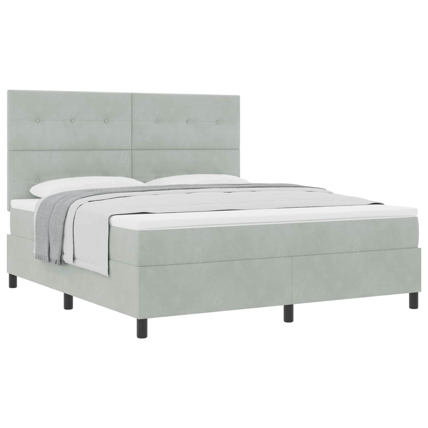 Boxspringbett mit Kopfteil Hellgrau 180 x 200 cm Samt