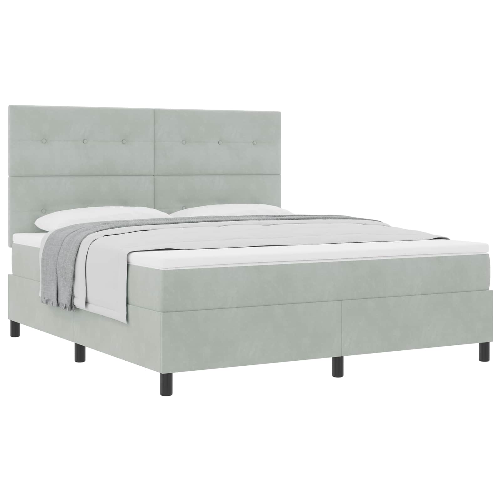 Boxspringbett mit Kopfteil Hellgrau 180 x 200 cm Samt