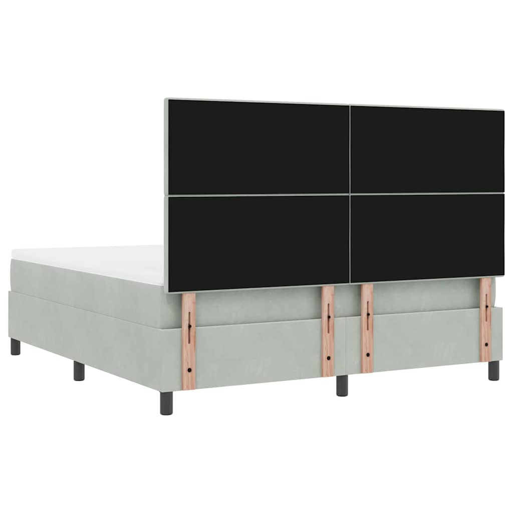 Boxspringbett mit Kopfteil Hellgrau 180 x 200 cm Samt