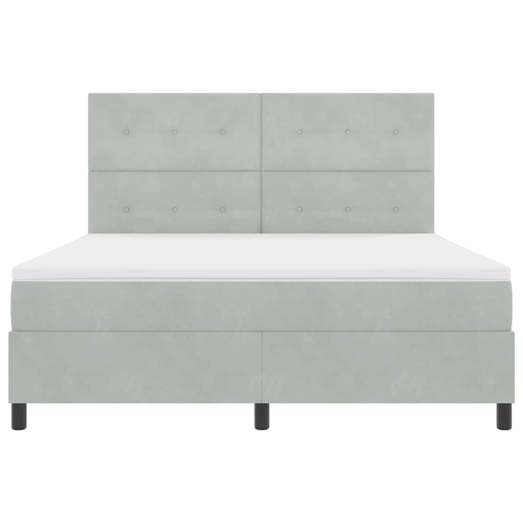 Boxspringbett mit Kopfteil Hellgrau 180 x 200 cm Samt