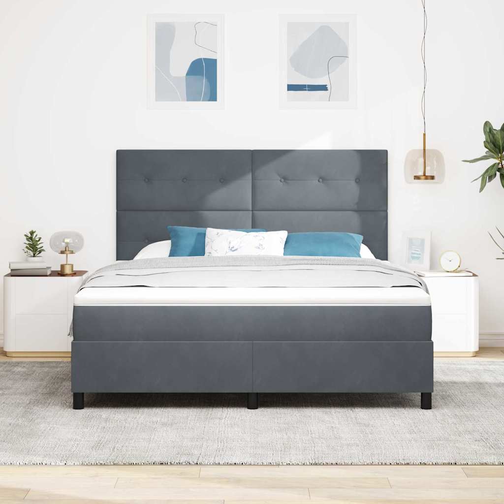 Boxspringbett mit Kopfteil Dunkelgrau 180 x 200 cm Samt