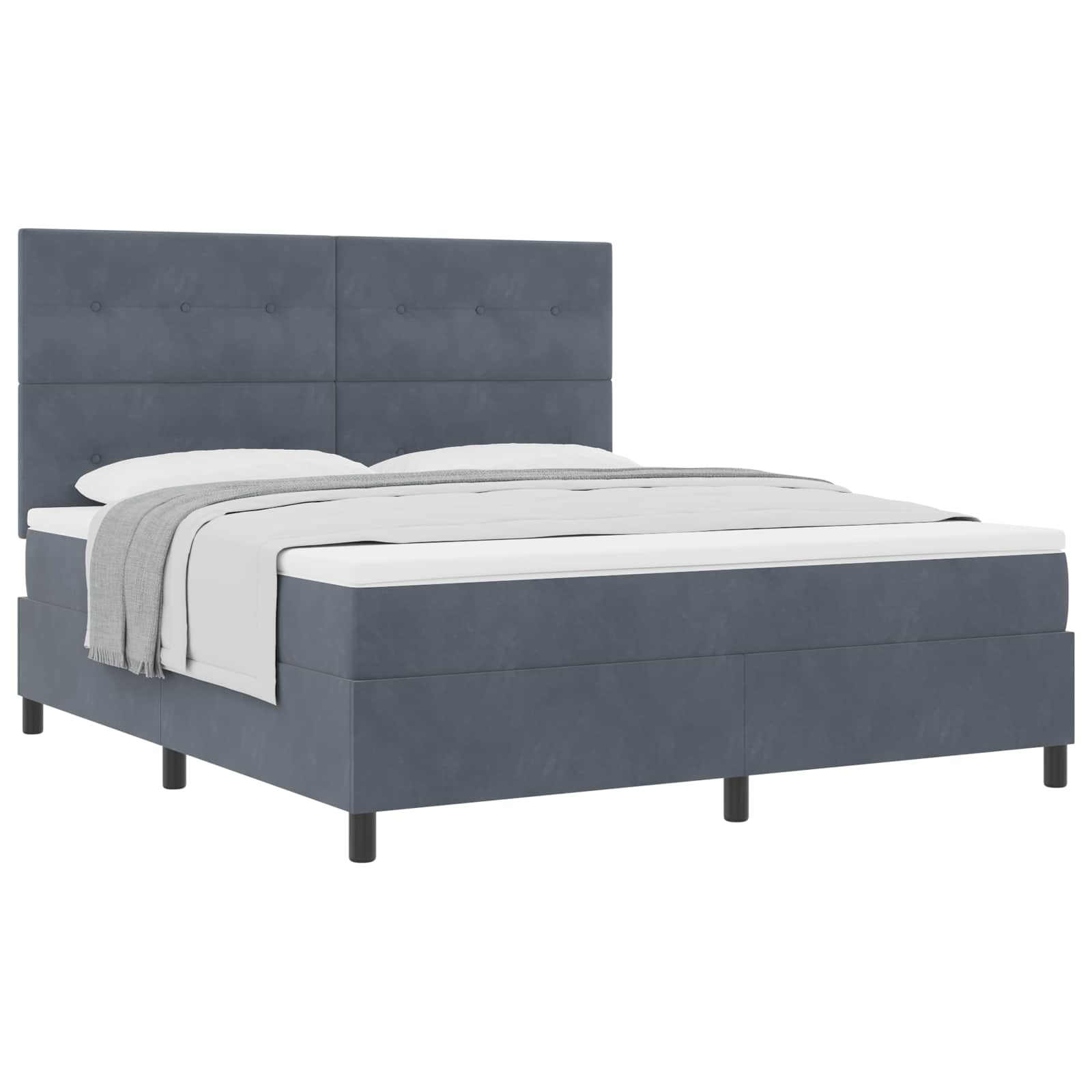 Boxspringbett mit Kopfteil Dunkelgrau 180 x 200 cm Samt