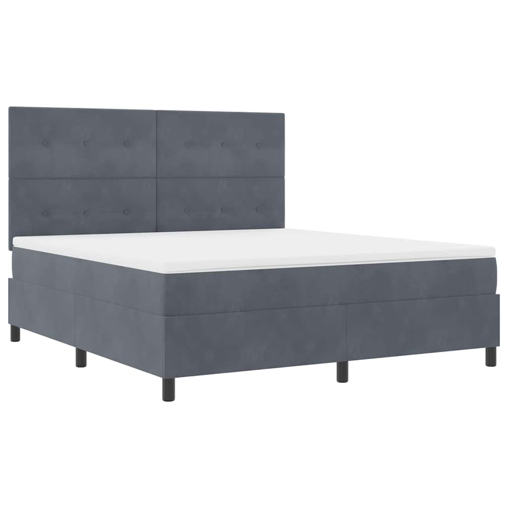 Boxspringbett mit Kopfteil Dunkelgrau 180 x 200 cm Samt