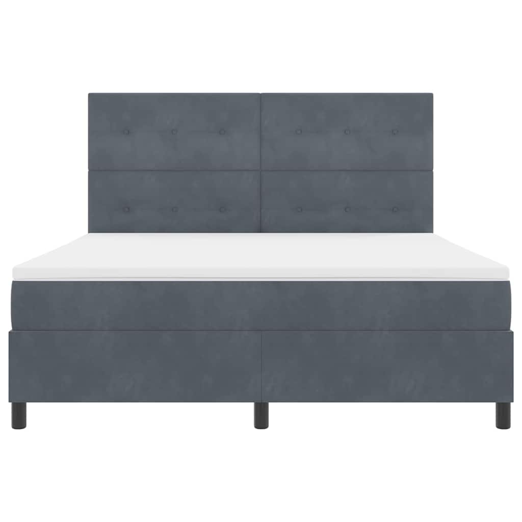 Boxspringbett mit Kopfteil Dunkelgrau 180 x 200 cm Samt