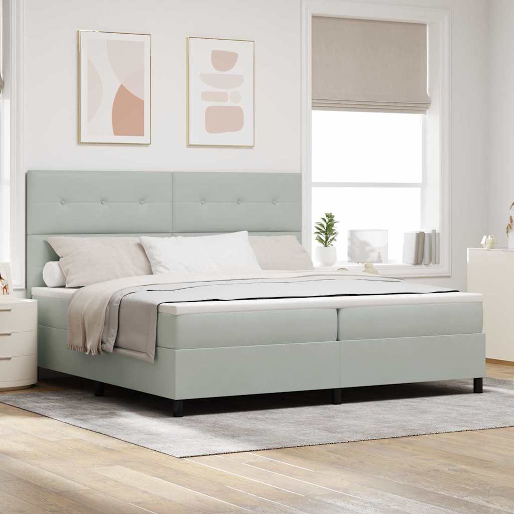 Boxspringbett mit Kopfteil Hellgrau 200 x 200 cm Samt