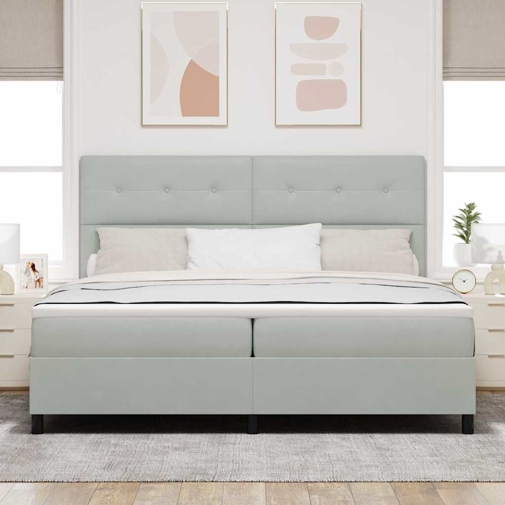 Boxspringbett mit Kopfteil Hellgrau 200 x 200 cm Samt