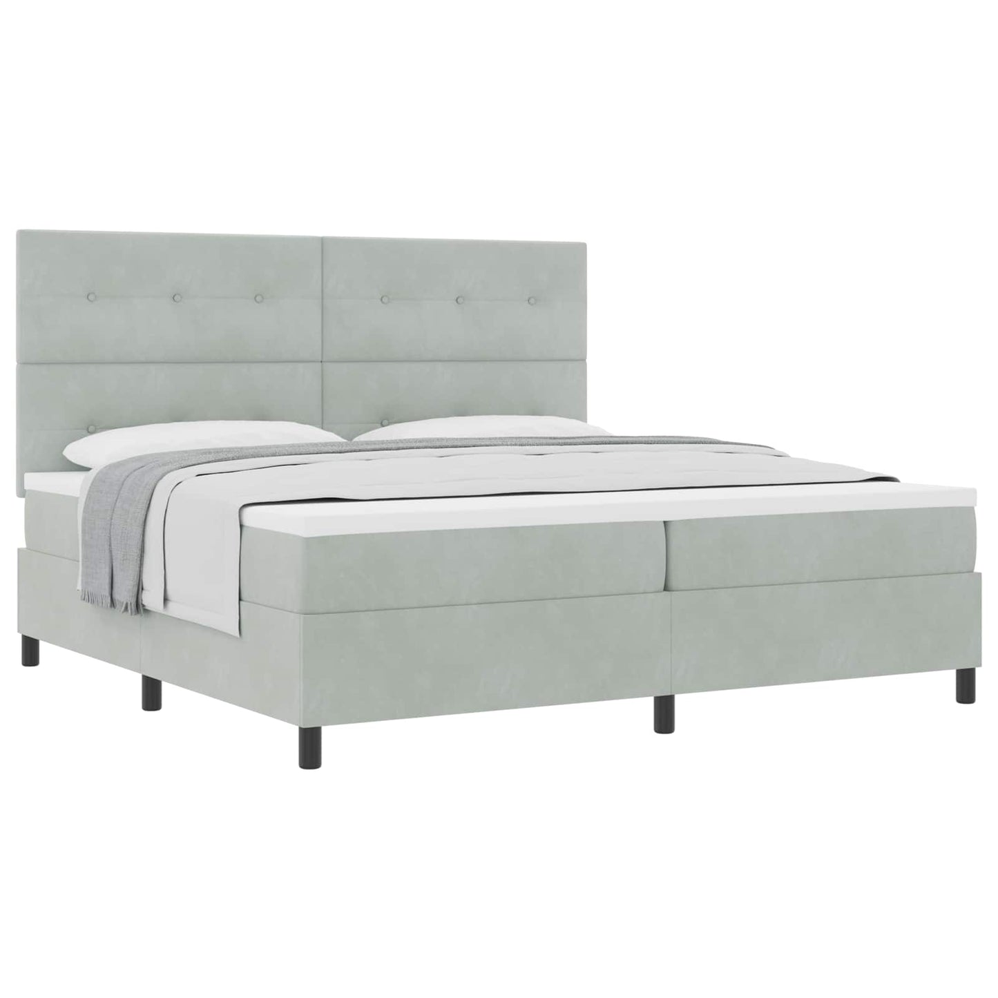 Boxspringbett mit Kopfteil Hellgrau 200 x 200 cm Samt