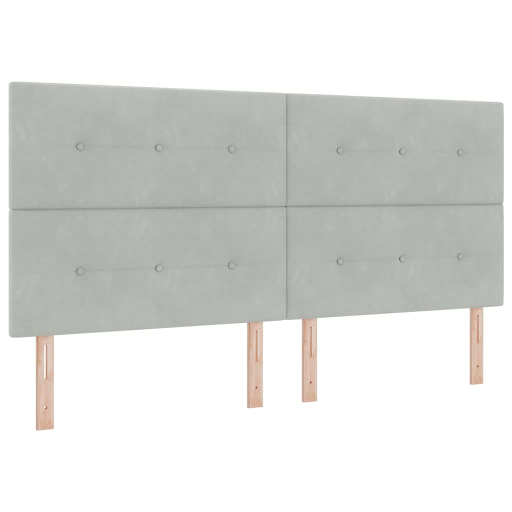 Boxspringbett mit Kopfteil Hellgrau 200 x 200 cm Samt