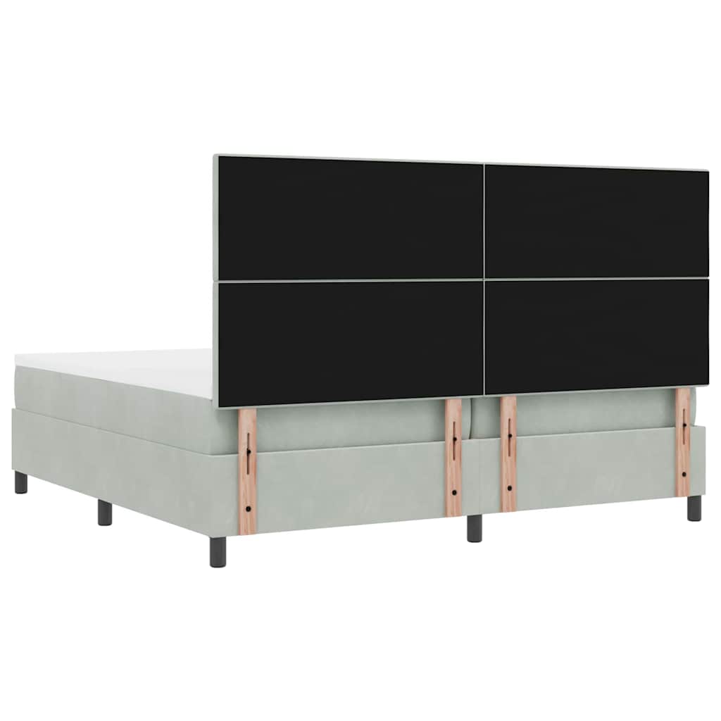 Boxspringbett mit Kopfteil Hellgrau 200 x 200 cm Samt