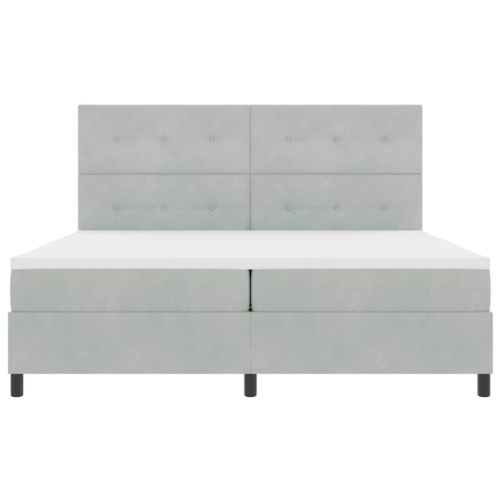 Boxspringbett mit Kopfteil Hellgrau 200 x 200 cm Samt
