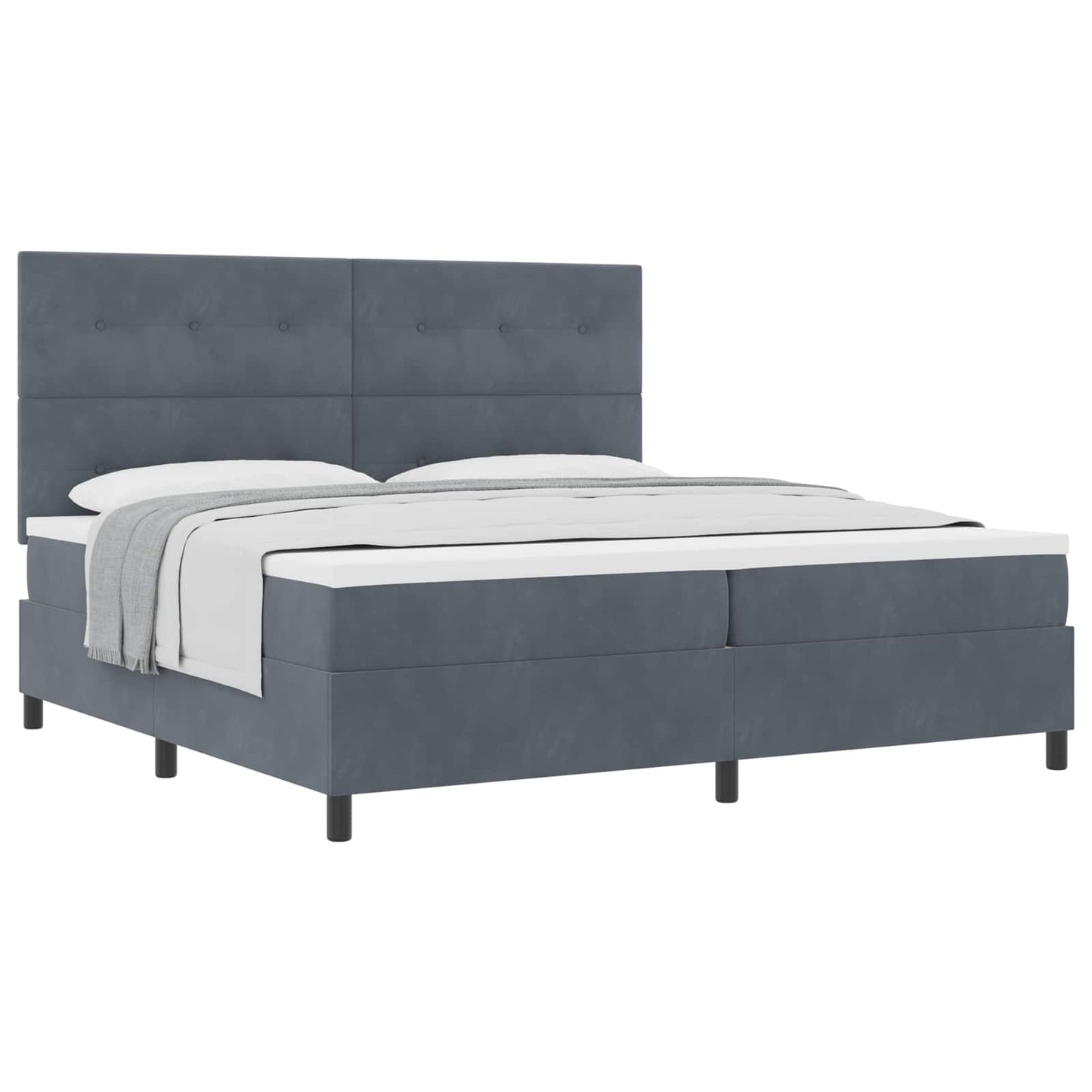 Boxspringbett mit Kopfteil Dunkelgrau 200 x 200 cm Samt
