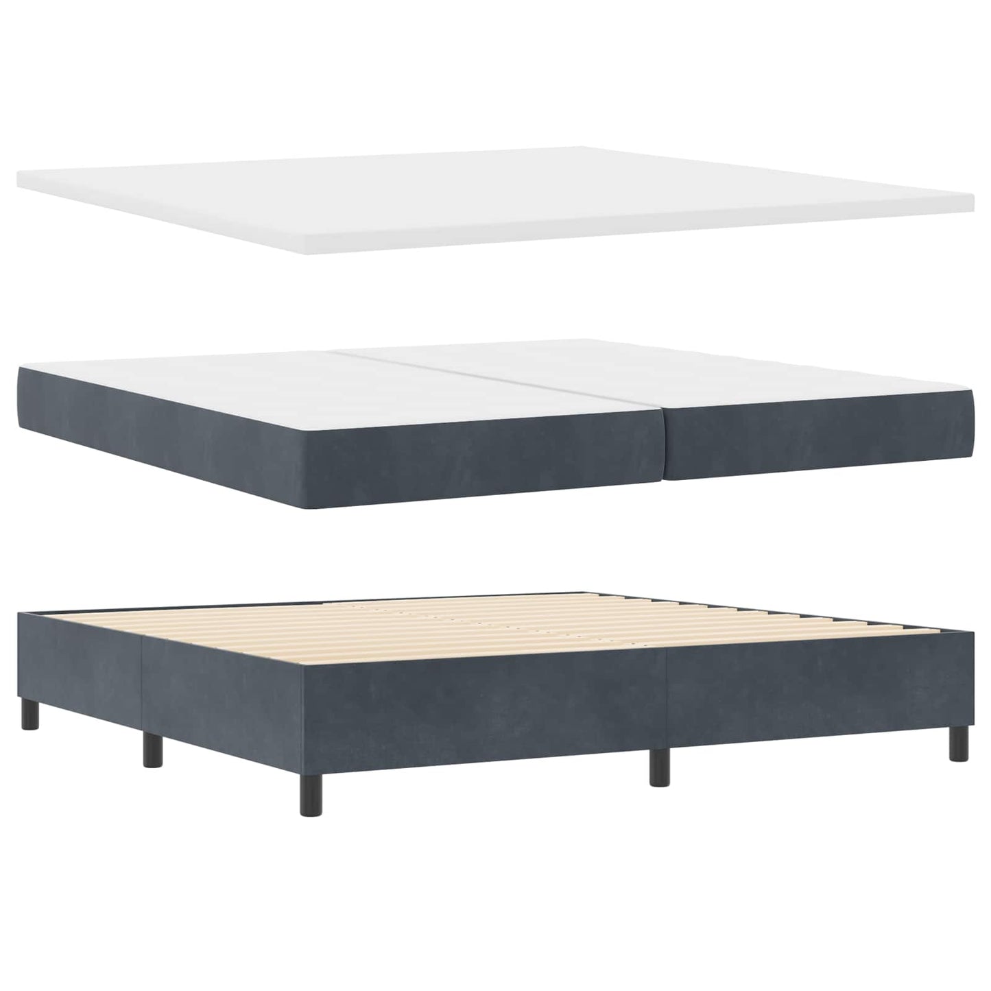Boxspringbett mit Kopfteil Dunkelgrau 200 x 200 cm Samt