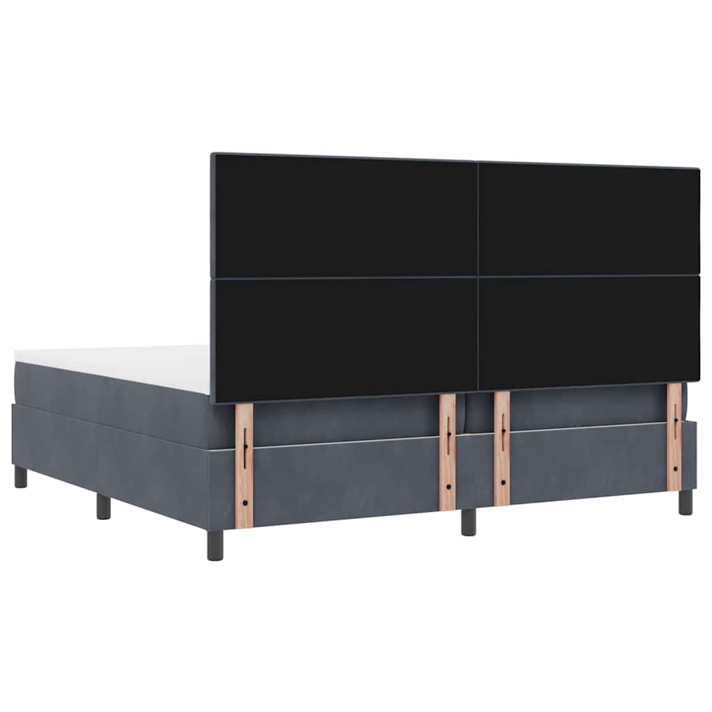 Boxspringbett mit Kopfteil Dunkelgrau 200 x 200 cm Samt