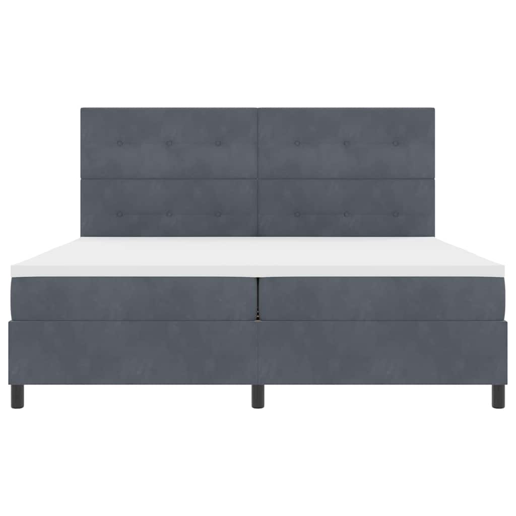 Boxspringbett mit Kopfteil Dunkelgrau 200 x 200 cm Samt
