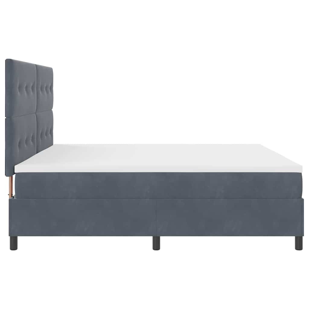 Boxspringbett mit Kopfteil Dunkelgrau 200 x 200 cm Samt