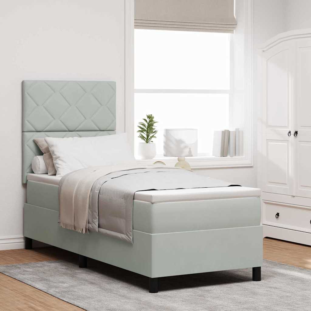 Boxspringbett mit Kopfteil Hellgrau 80 x 200 cm Samt